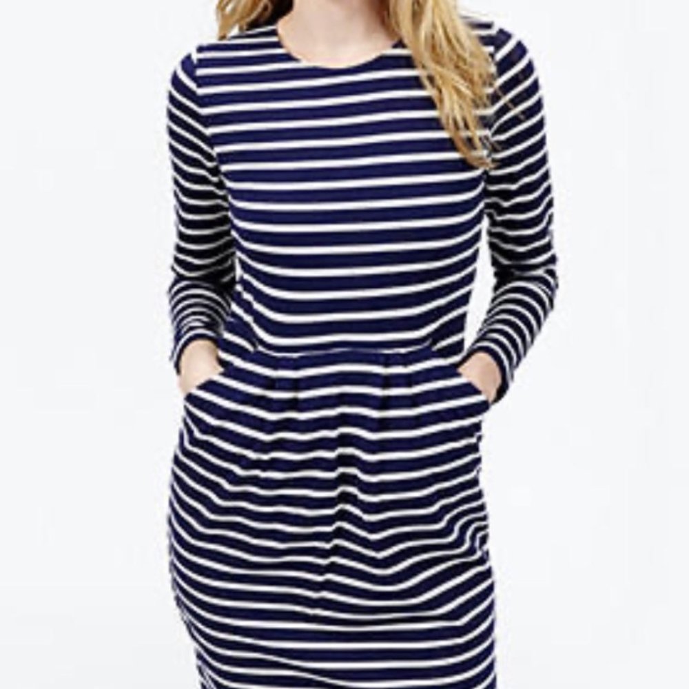 Joules (London) striped dress. Cute waist and pocket details.